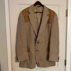 Pendleton Mens 46 Long  Coat Wool Western Leather Virgin Wool Tweed Vintage west